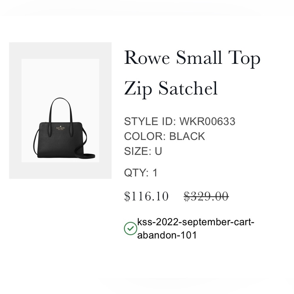 brand new (NWT) kate spade rowe small top zip satchel